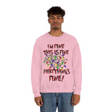 Christmas Sweatshirt/ Funny This Is Fine I’m Fine Messy Tangled Holiday Lights Pajama Winter Holiday Fleece Sweater