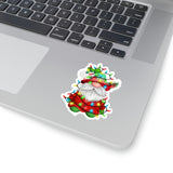Christmas Stickers/ Holiday Sweater Hat Gnome With String Lights Laptop Decal, Planner, Journal Vinyl Stickers