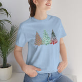 Christmas Shirts/ Watercolor 3 Pine Trees Stripe, Holly Leaves, Snowflakes T shirts