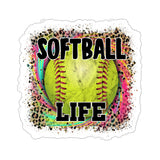 Softball Stickers/ Softball Life Neon Leopard Print Laptop Decal, Planner, Journal Vinyl Stickers