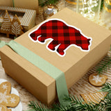 Christmas Stickers/ Red Buffalo Plaid Country Winter Bear Laptop Decal, Planner, Journal Vinyl Stickers