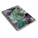 Rose Journal/ Watercolor Green Rose Purple Leaves Teal Butterfly Fantasy Notebook/ Diary Gift