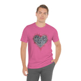 Valentine Shirts/ Gothic Grunge Gray Parchment Heart Skeleton Keys With Rose Pink Ivy Frame T shirts