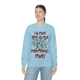 Christmas Sweatshirt/ Funny This Is Fine I’m Fine Messy Tangled Holiday Lights Pajama Winter Holiday Fleece Sweater