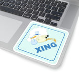 Stork Baby Boy Stickers/ Blue Caution Sign Stork Crossing Laptop Decal, Planner, Journal Vinyl Stickers