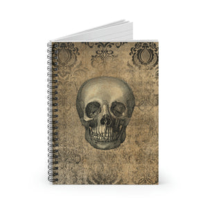 Halloween Journal/ Gothic Grunge Skull On Damask Parchment Notebook/ Diary Gift