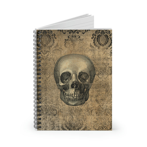 Halloween Journal/ Gothic Grunge Skull On Damask Parchment Notebook/ Diary Gift