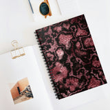 Marbled Journal/ Rose Red And Black Abstract Marbled Print Notebook/ Diary Gift