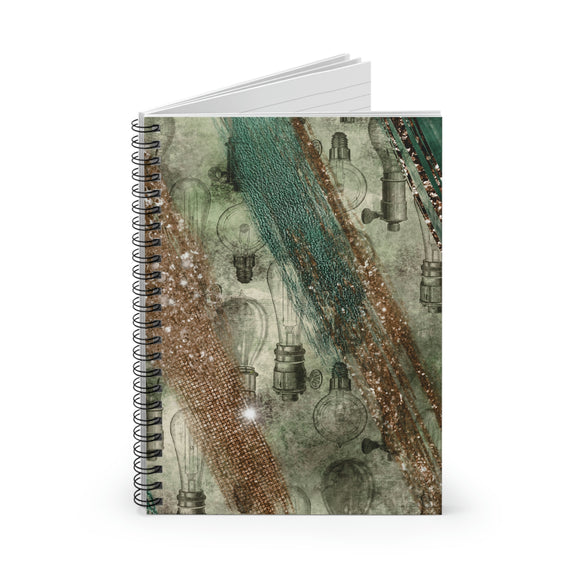 Steampunk Journal/ Vintage Glam Teal Grunge Edison Bulbs Notebook/ Diary Gift