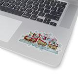 Christmas Stickers/ Snowpeople Rustic Wood Train Laptop Decal, Planner, Journal Vinyl Stickers