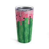 Watermelon Glam Stainless Steel 20oz Tumbler/  Watercolor Summer Glitter Pink Drips Travel Mug Gift
