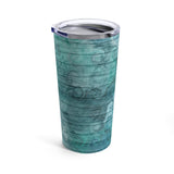 Beach Shells Stainless Steel 20oz Tumbler/ Nautical Watercolor Waves On Sea Blue Wood Travel Mug Gift