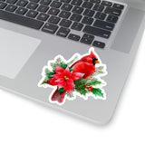 Christmas Stickers/ Red Cardinal And Poinsettia Laptop Decal, Planner, Journal Vinyl Stickers