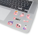 Halloween Stickers/ Pink Ghosts Trick Or Treat Collection C Laptop Decal, Planner, Journal Vinyl Sticker Pack
