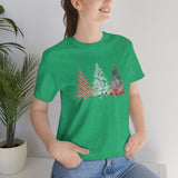 Christmas Shirts/ Watercolor 3 Pine Trees Stripe, Holly Leaves, Snowflakes T shirts