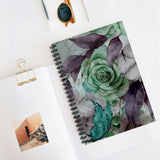 Rose Journal/ Watercolor Green Rose Purple Leaves Teal Butterfly Fantasy Notebook/ Diary Gift