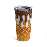 Ice Cream Drip Stainless Steel 20oz Tumbler/ Waffle Cone Chocolate And Vanilla Dripping Ice Cream Sprinkles Summer Travel Mug Gift