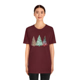 Christmas Shirts/ Watercolor 3 Pine Trees Stripe, Holly Leaves, Snowflakes T shirts