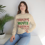 Christmas Sweatshirt/ Movie Watching Marathon In Progress Marquee Letter Lights Pajama Winter Holiday Fleece Sweater