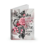 Floral Journal/ Pink Black Inspirational Motivational Quote Fire Within Notebook/ Diary Gift