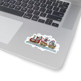 Christmas Stickers/ Snowpeople Rustic Wood Train Laptop Decal, Planner, Journal Vinyl Stickers