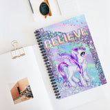 Unicorn Journal/ Pretty Glam Purple Unicorn With Believe Foil Balloons Notebook/ Diary Gift