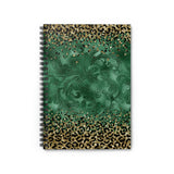 Leopard Journal/ Animal Print Pattern Gold Emerald Green Filigree Flourish Notebook/ Diary Gift