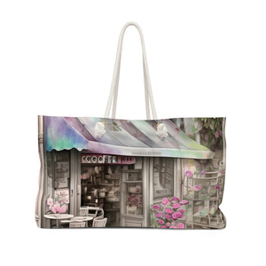 Floral Tote Rope Handle Bag/ Watercolor Cottage Flower Shop Large Weekender Beach Bag