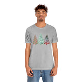 Christmas Shirts/ Watercolor 3 Pine Trees Stripe, Holly Leaves, Snowflakes T shirts
