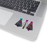 Christmas Stickers/ Purple Neon Holiday Trees Laptop Decal, Planner, Journal Vinyl Stickers