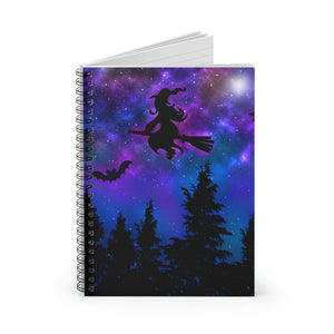 Halloween Journal/ Spooky Flying Witch Silhouette In Blue Starry Night Sky Notebook/ Diary Gift