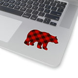 Christmas Stickers/ Red Buffalo Plaid Country Winter Bear Laptop Decal, Planner, Journal Vinyl Stickers