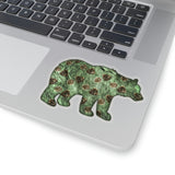 Christmas Stickers/ Green Winter Bear With Pinecones Laptop Decal, Planner, Journal Vinyl Stickers