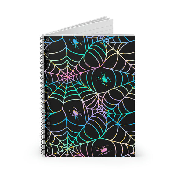 Halloween Journal/ Retro Neon Green, Pink And Blue Spiders And Webs Notebook/ Diary Gift