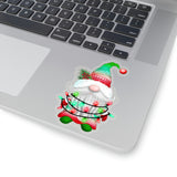 Christmas Stickers/ Holiday Gnome With String Lights Laptop Decal, Planner, Journal Vinyl Stickers