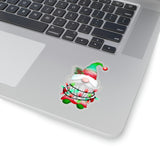 Christmas Stickers/ Holiday Gnome With String Lights Laptop Decal, Planner, Journal Vinyl Stickers