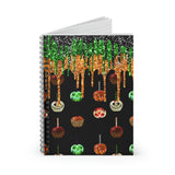 Halloween Journal/ Caramel Decorated Candy Apples With Glitter Imaged Green, Orange And Black Drips Notebook/ Diary Gift