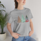 Christmas Shirts/ Watercolor 3 Pine Trees Stripe, Holly Leaves, Snowflakes T shirts