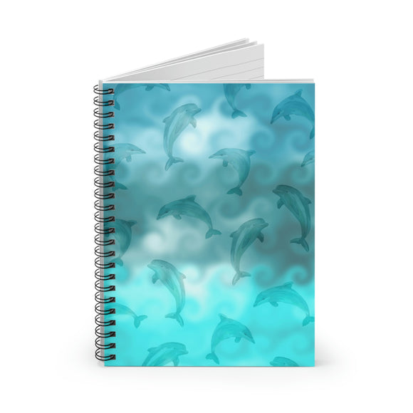 Nautical Journal/ Dolphins And Blue Ocean Waves Coastal Tropical Summer Notebook/ Diary Gift