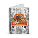 Halloween Journal/ Harvest Orange Pickup Truck With Pumpkins, Cute Ghost And Witch Notebook/ Diary Gift