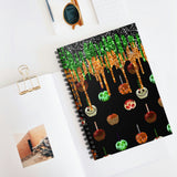 Halloween Journal/ Caramel Decorated Candy Apples With Glitter Imaged Green, Orange And Black Drips Notebook/ Diary Gift
