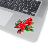 Christmas Stickers/ Red Cardinal And Poinsettia Laptop Decal, Planner, Journal Vinyl Stickers