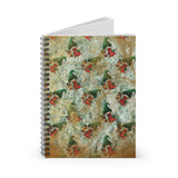 Christmas Journal/ Holiday Gnomes Ephemeral Red And Green Glam Gold Accents Notebook/ Diary Gift