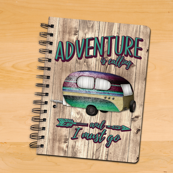 Camping Journal Gift/ Adventure Is Calling And I Must Go Mint Green And Purple Antique Retro Travel Notebook/ Diary Gift