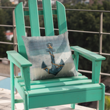 Nautical Throw Pillow/ Sailing Ship Anchor With Vintage World Map Beach Décor/ Coastal Beach Pillow Gift