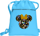 Disney 50th Anniversary Backpack/ Minnie Mouse Disney World Parks Epcot Magic Kingdom Fireworks Balloons With Glitter Gold Bow Travel Bag