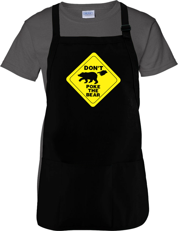 Don't Poke The Bear Cooking Apron Gift/ Funny Caution Sign With Finger Poking A Bear Adjustable Apron