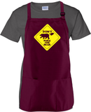 Don't Poke The Bear Cooking Apron Gift/ Funny Caution Sign With Finger Poking A Bear Adjustable Apron