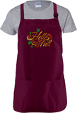 Hello Fall Autumn Apron/ Metallic Gold, Orange And Green Rustic Fall Leaves BBQ/ Cooking Adjustable Apron