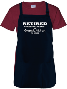 Retirement Apron Gift/ Retired, Under New Management See Grandchildren For Details Adult BBQ/ Cooking Adjustable Funny Apron